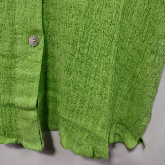 NWOT Coldwater Creek 100% Linen Button Shirt Women's Green Casual Gauzy Retro - Picture 3 of 10